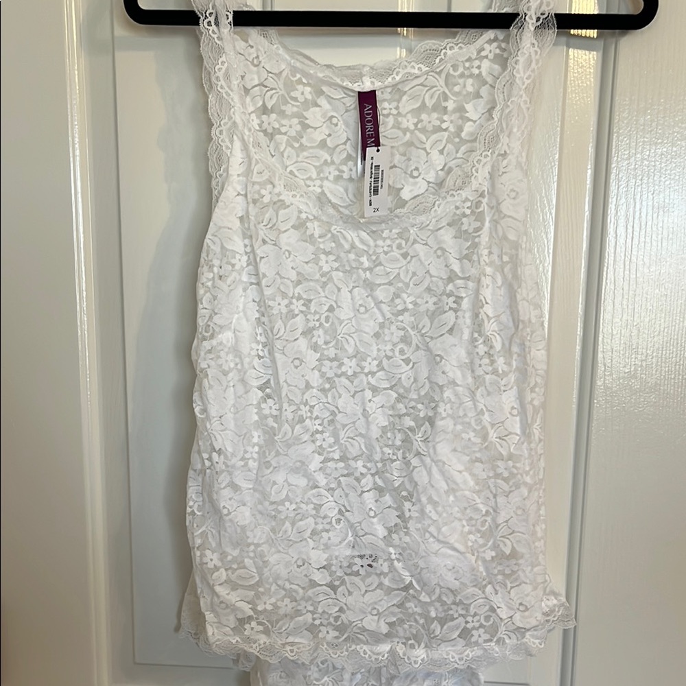 White Lace Pjs Set